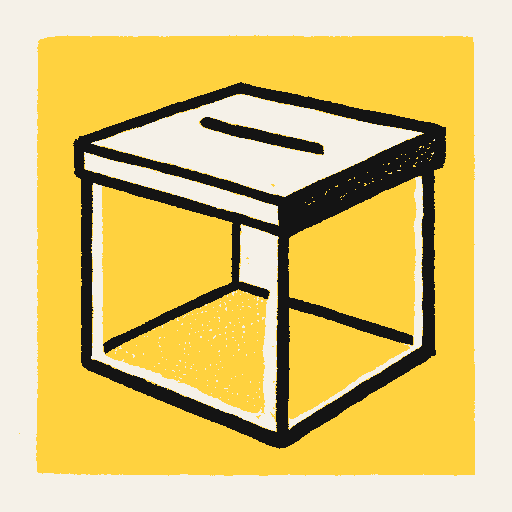 Printed symbol for COCOA Act 2024: Election ballot box with transparent sides