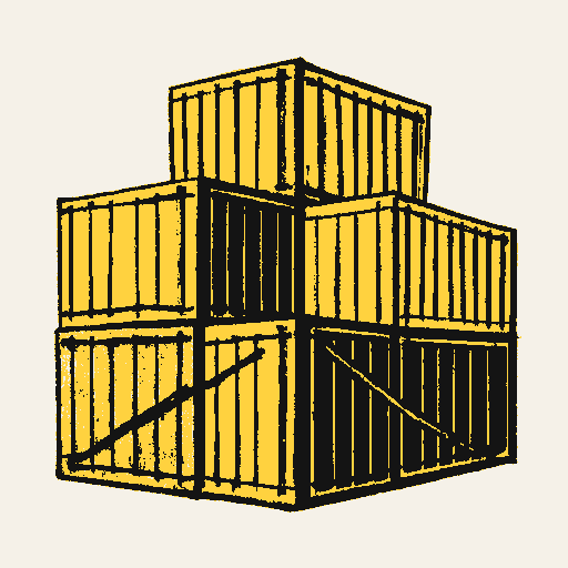 Printed symbol for Resilient Supply Chains: Interconnected shipping containers