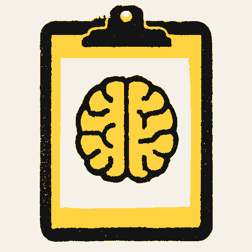 Printed symbol for Mental Health Expansion: Clinical psychology assessment clipboard