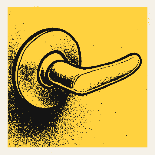 Printed symbol for Louis A. Conter VA Clinic Naming: Polished brass clinic door handle