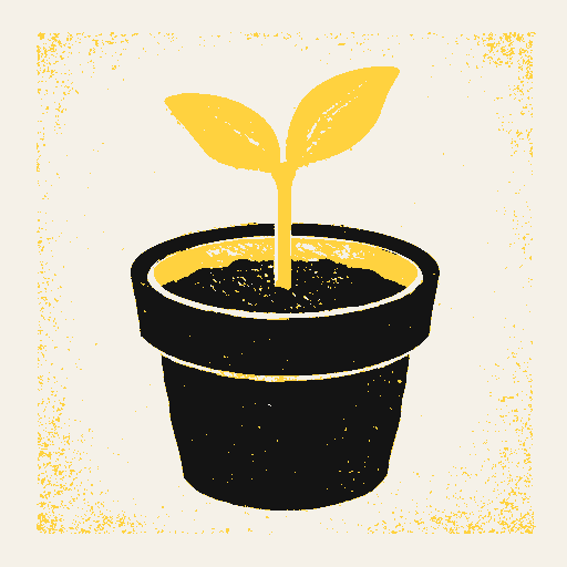 Printed symbol for PROGRESS Act: Seedling growing in a small pot