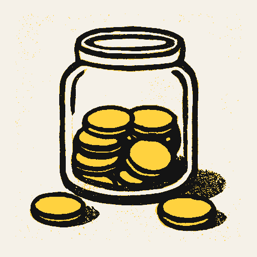 Printed symbol for Tip Tax Exemption: Tip jar with coins