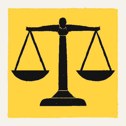 Printed symbol for 2025 Budget Resolution: Balanced financial scale