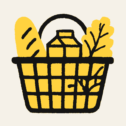 Printed symbol for Big Beautiful Bill: Grocery basket with staple foods