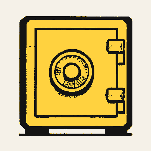 Printed symbol for Social Security Safeguard: locked retirement savings vault