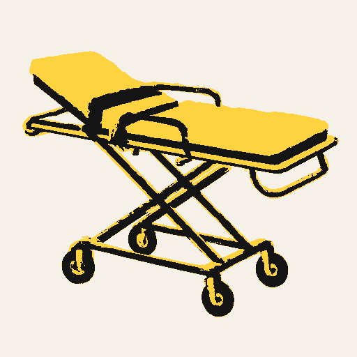 Printed symbol for Rural Hospital Support: Emergency medical transport stretcher
