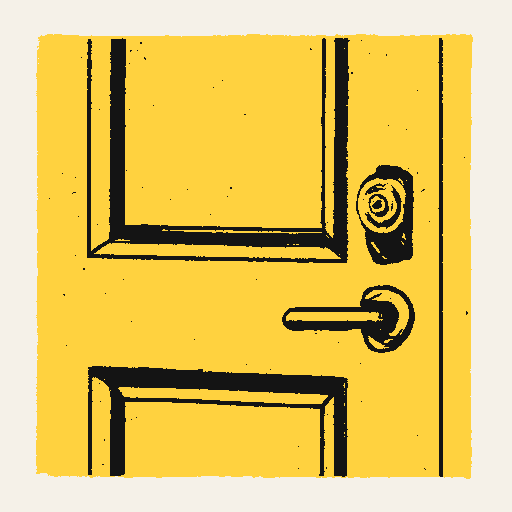 Printed symbol for Tenant's Rights Act: Apartment door with a secure deadbolt