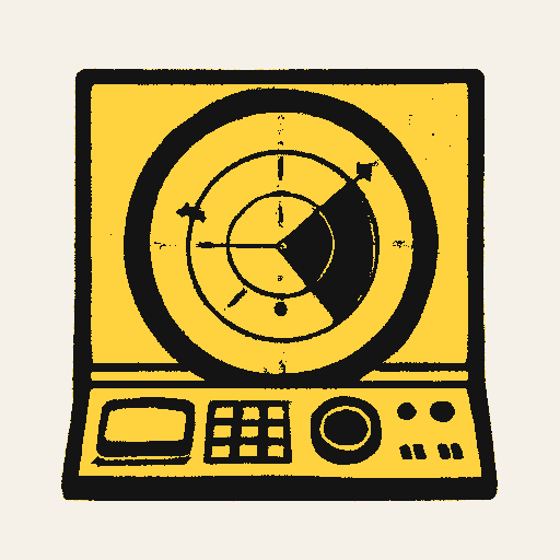 Printed symbol for Aviation Funding Solvency: Air traffic control radar console