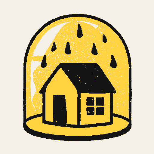 Printed symbol for Homeowners' Defense Act: A miniature house beneath a clear protective dome