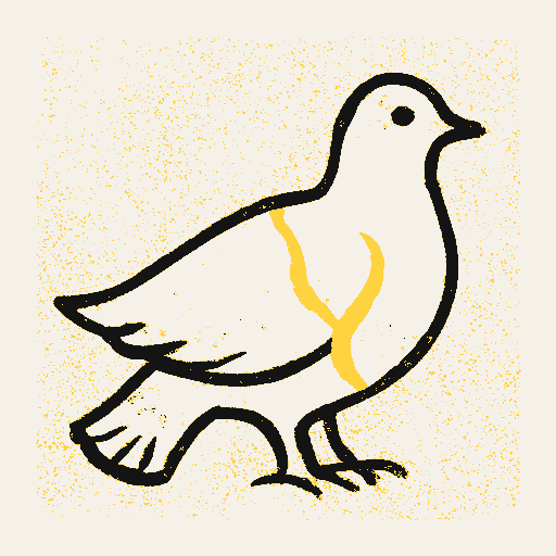 Printed symbol for United Against Violence: A cracked ceramic peace dove repaired with gold