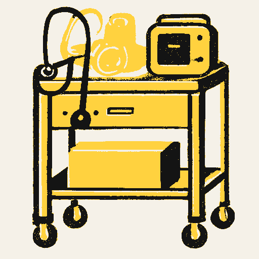 Printed symbol for Rural Hospital Assistance: Rural hospital medical supply cart