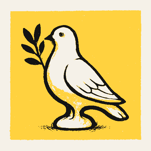 Printed symbol for Unity Against Violence: A single white peace dove ornament