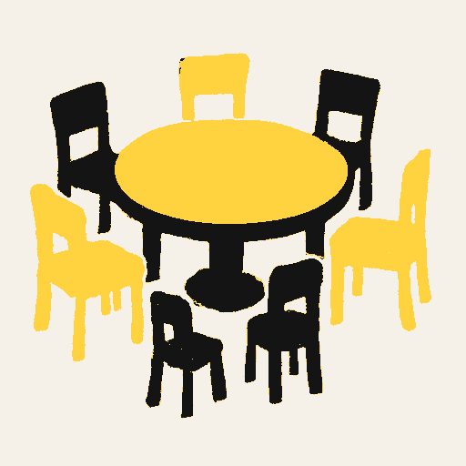 Printed symbol for Empower Diverse Voices: Roundtable with varied-height chairs
