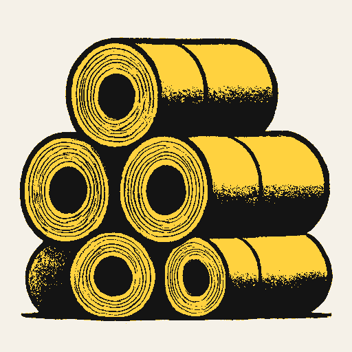 Printed symbol for Metalworks Investment Initiative: Stack of finished steel coils