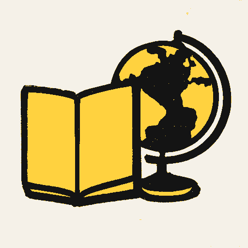 Printed symbol for Open Borders Policy: Open passport lying beside a globe