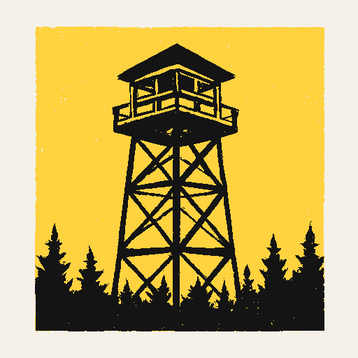 Printed symbol for Wildfire Reduction Funding: Wildland fire lookout tower