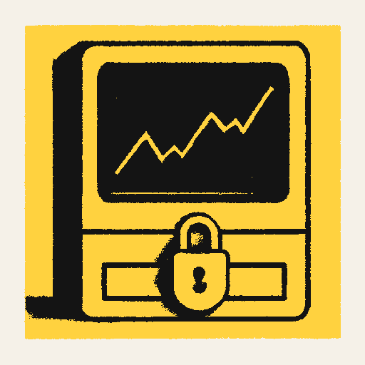 Printed symbol for Stock Trading Ban: Sealed stock trading terminal
