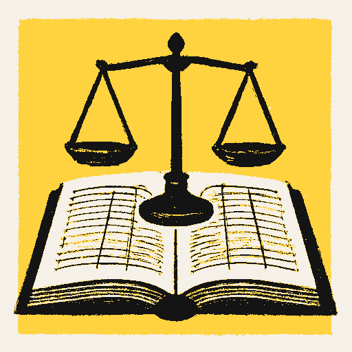 Printed symbol for Minimum Tax Policy: A tax ledger with a balance scale