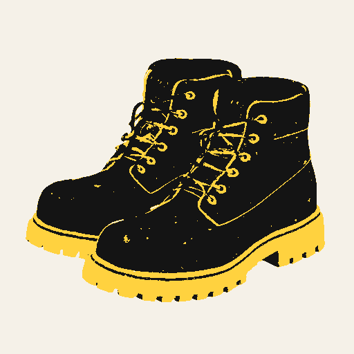 Printed symbol for Work for Residency: A sturdy pair of work boots