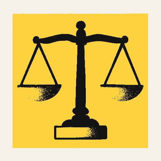 Printed symbol for Equal Justice Act: Balanced justice scales