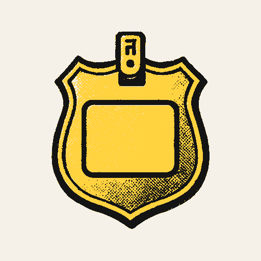 Printed symbol for Unmask Accountability Act: Blank law enforcement identification badge