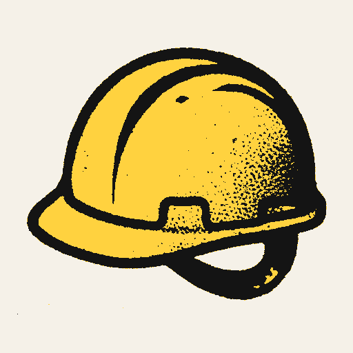 Printed symbol for Universal Job Guarantee: Workplace safety helmet