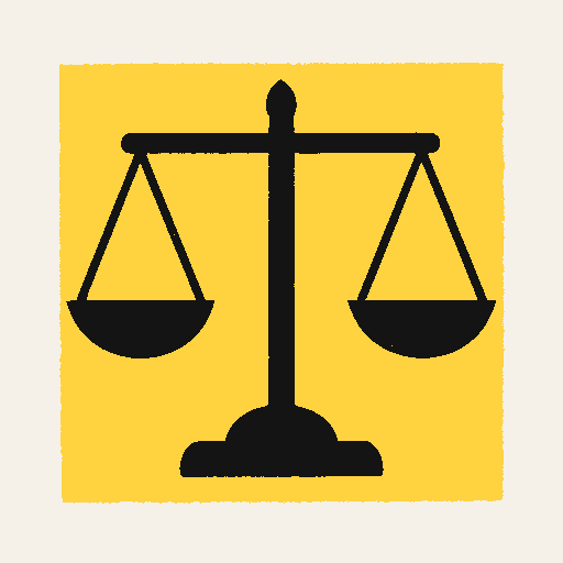 Printed symbol for Civic Rights Assurance: Balanced justice scales