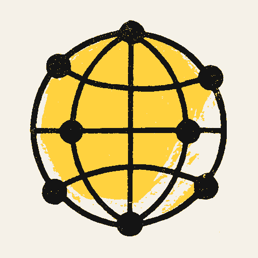 Printed symbol for Global Terrorism Strategy: Interconnected globe network model