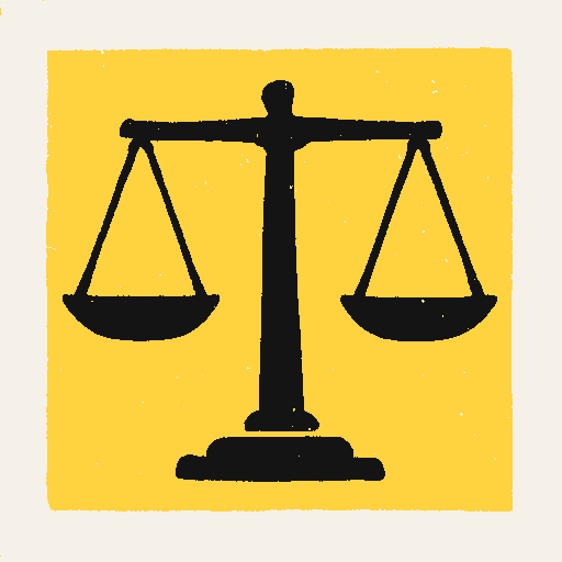 Printed symbol for Justice and Human Rights: Balanced scales of justice