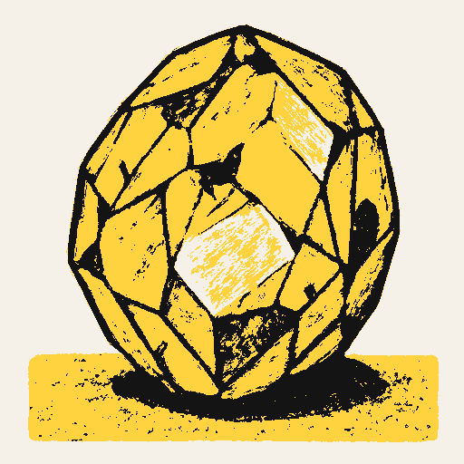 Printed symbol for Diamonds and Conflict Prevention: Uncut rough diamond crystal