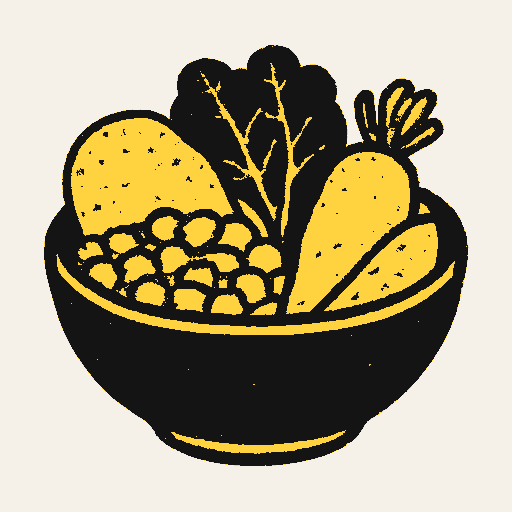 Printed symbol for Decade of Action on Nutrition: Bowl of diverse staple foods