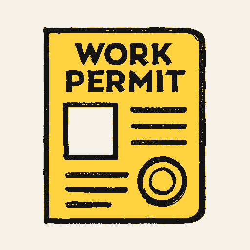 Printed symbol for Work Entry Approval: Work permit document